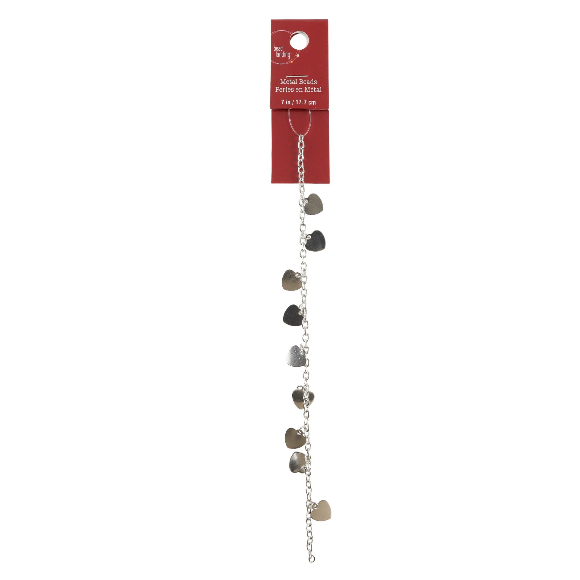 9.8mm Rhodium Metal Heart Beads by Bead Landing™